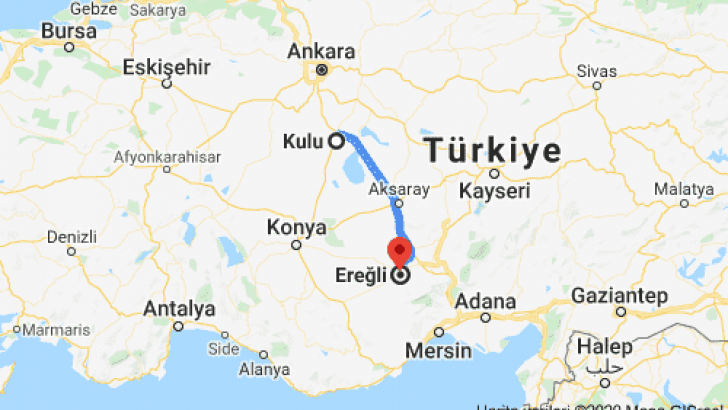 Kulu Konya Ereğli Arası Kaç Km